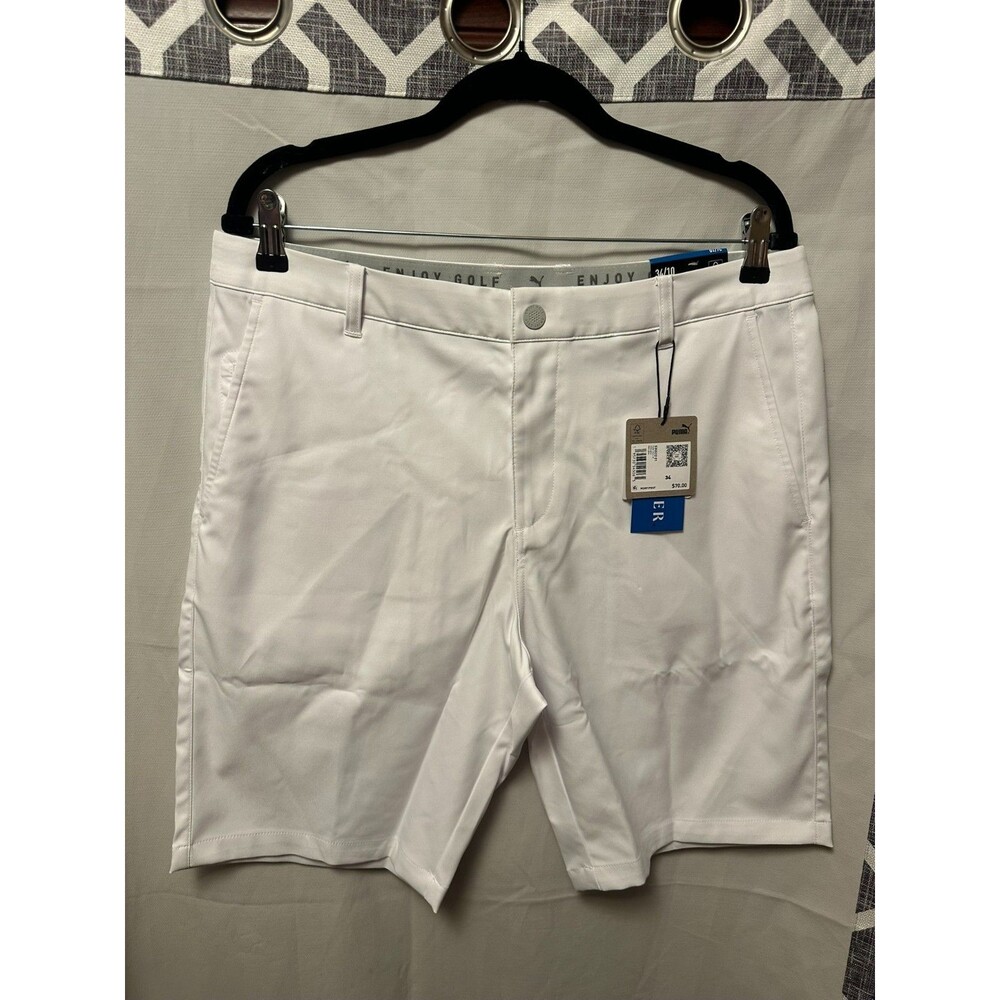 NWT Puma Dealer Shorts 10" White Glow Mens Size 34
